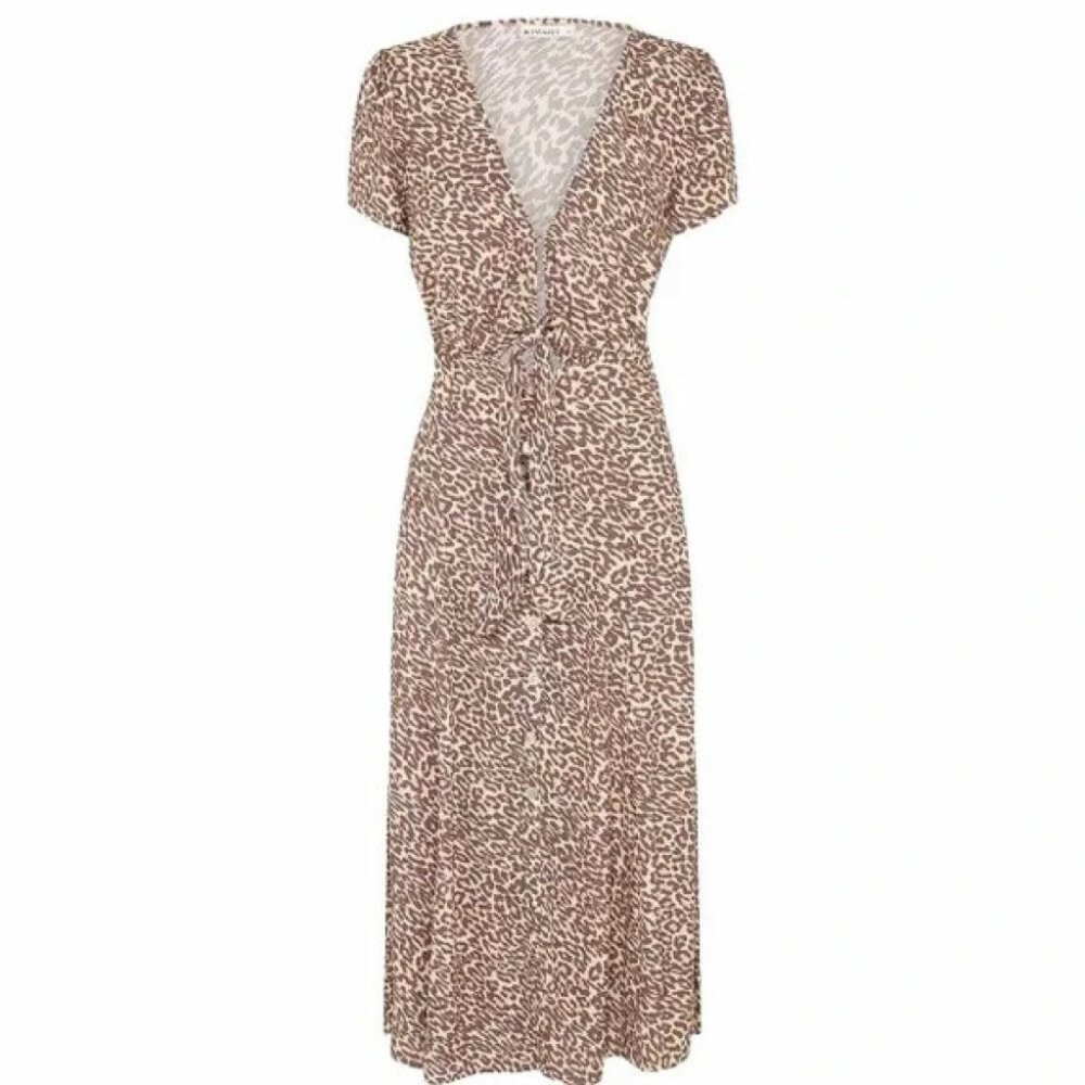 KIVARI Alena Leopard Print Tie Front Midi Dress - Picture 12 of 16